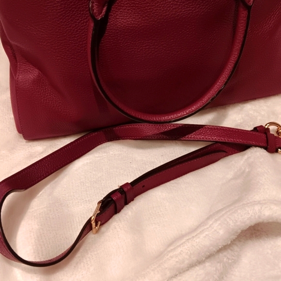COACH Pebbled Leather Satchel, IM/Wine - Picture 3 of 6